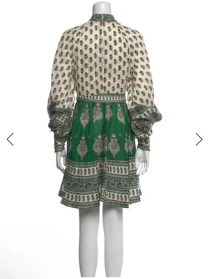 NWOT Zimmermann Green and White Printed Balloon-Sleeve Mini Dress thumbnail 9