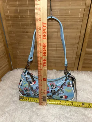 Von Dutch Blue Jax Shoulder Bag Y2K Eye Print Charm Chain Purse NWT Rare thumbnail 5
