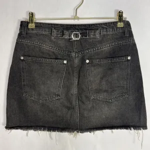 Free People We The Free Womens Mini Skirt Size 28 Black Denim Raw Hem Button Fly thumbnail 2