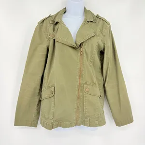 Y2K Forever 21 Canvas Utility Coat Sz S Olive Grunge Military Indie Sleaze Zip thumbnail 2