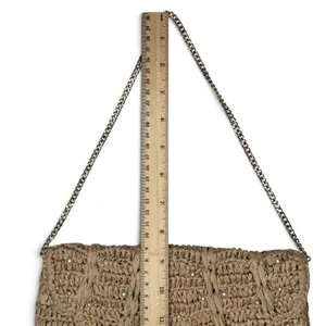 NWOT J.Crew Raffia Straw Small 9 x 6" Purse or Clutch Bag Pearls Gold Chain thumbnail 12