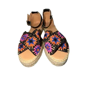 Jutelia Embroidered Floral Espadrille Platform‎ Sandals Black EU 40 New Boho thumbnail 4