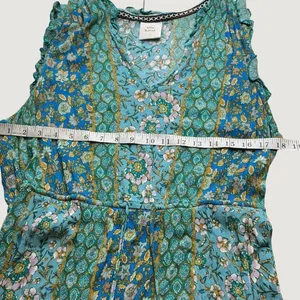 Knox Rose Blue Green Floral Patchwork Maxi Dress Sleeveless Tassel Waist Medium thumbnail 4