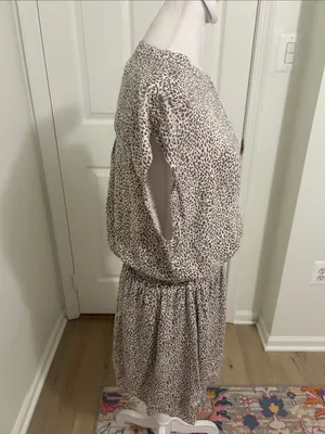 Rails Angelina Sand Cheetah Linen Blend Mini Dress New Size Medium Smocked thumbnail 8