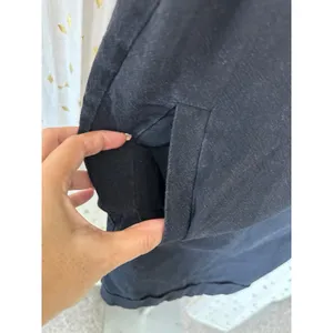 Fashion Black Cotton Linen Blend Pockets Adjustable Shorts Overalls Romper S thumbnail 3