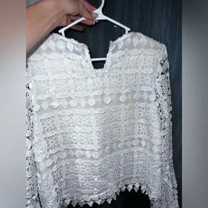 Lucy Paris White Lace Bell Sleeves Shirt Xs thumbnail 5