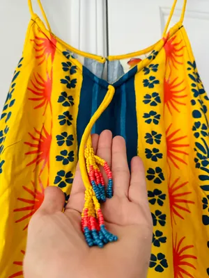 Farm Rio Sunshine Tie Neck Layered Romper, Size L thumbnail 8