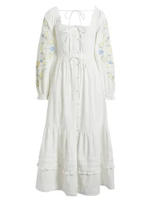 Damson Madder Junia Midi Dress in Embroidered 6 New Floral Cotton thumbnail 9