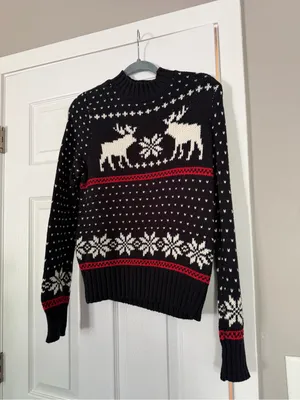 Abercrombie and Fitch A&F Vintage Deer Holiday Snowflake Sweater Christmas Cozy thumbnail 3