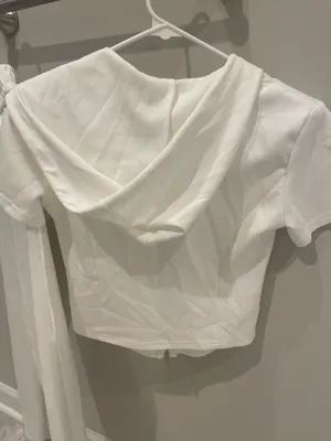 Women's White Two-Piece Lounge Pants & Zip Hoodie Set thumbnail 5