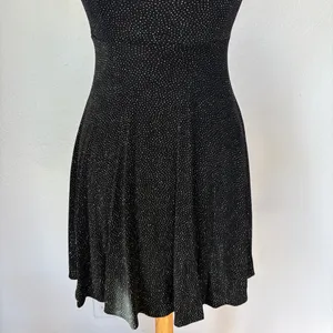 Vintage 90s Black and Silver Sparkle Mini Cocktail Dress thumbnail 5