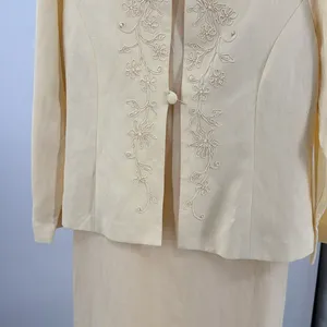 Jessica Howard Butter Yellow Embroidered Midi Dress and jacket 2pc set 12 linen thumbnail 5