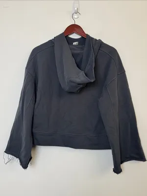 Alo Yoga oversized Box Crop Hoodie Raw Hem Cotton Blend Sweatshirt Womens sz xs thumbnail 6