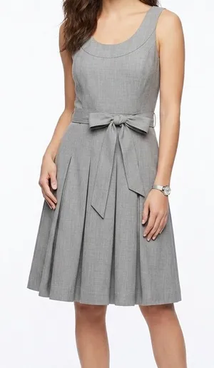 Calvin Klein Gray Fit & Flare Dress Size‎ 6 Sleeveless Belted A-Line Career thumbnail 1