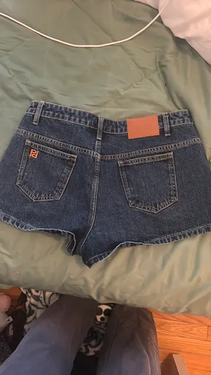 Dreamful Low Rise Mini Denim Shorts Dark Blue Wash Tall thumbnail 3