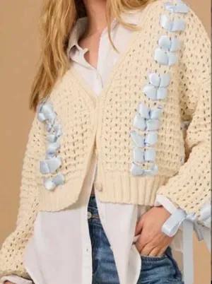 Altar'd State Women’s Bow Cardigan Size M thumbnail 1
