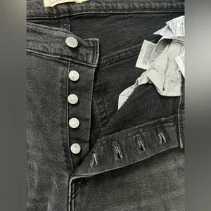 Levi’s NWT Ribcage Straight Ankle Jeans Black High Rise Denim Size 32 thumbnail 7