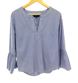 J.Crew Womens Blue White Striped Split Neck Bell‎ Sleeve Cotton Blouse Top 12 thumbnail 1