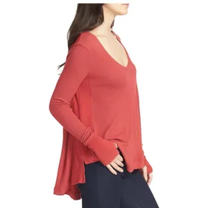 FREE PEOPLE LONG SLEEVE MALIBU KNIT THERMAL HI-LOW TOP SHIRT Sz Medium 2259 thumbnail 2