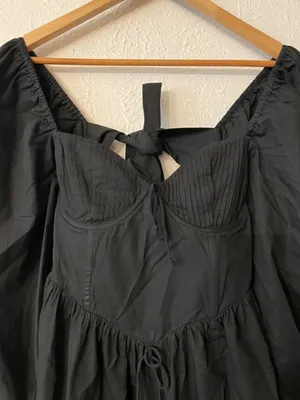 For Love & Lemons Ruth Pleated Long Sleeve Organic Cotton Minidress Small thumbnail 8