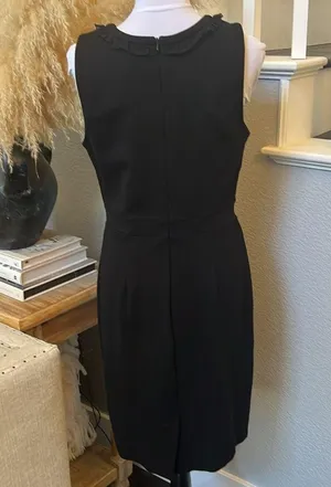 J. Crew Sheath Dress Ruffle Sleeveless Career Party Rayon Black Size 10 thumbnail 4