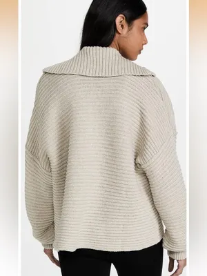 Free People Marlie Pullover mint Green Oversized Ribbed Sweater size XL thumbnail 2