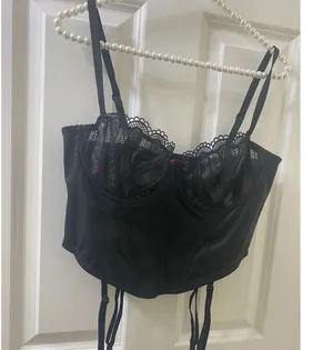 Savage X Fenty Black Bustier Rihanna Renaissance Rose Corset Caviar Size XL thumbnail 1