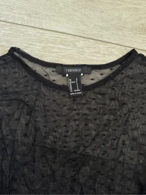 Forever 21 Black Sheer Dot-Textured Long Sleeve Top thumbnail 2