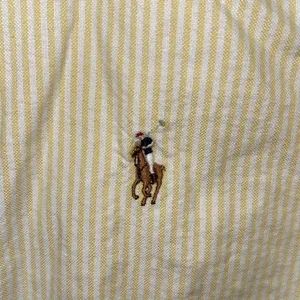 Ralph Lauren Womens Shirt Sz 2 Classic Fit Button Down Yellow White Striped thumbnail 2