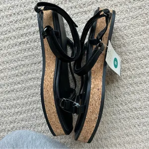 A New Day Black Nova Platform Cork Strappy Sandals Size 8 thumbnail 4