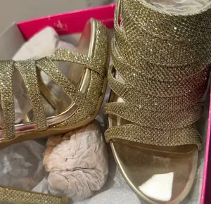 Chinese Laundry Impress' Metallic Gold Glittered Caged Platform Heels thumbnail 4