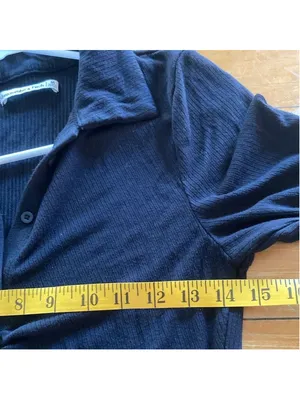 Abercrombie & Fitch Long Sleeve Black V-neck Knit Mini Button Collared Dress M thumbnail 6