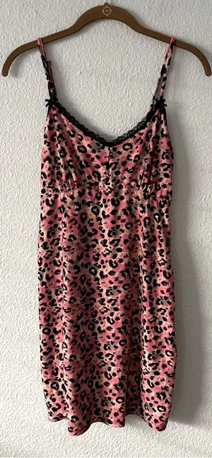 Pink & Black Animal Print Nightie Loungewear thumbnail 1
