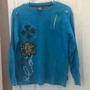 FINAL MARKDOWN UNIQUE ladies top medium 10/12 Blue thumbnail 1