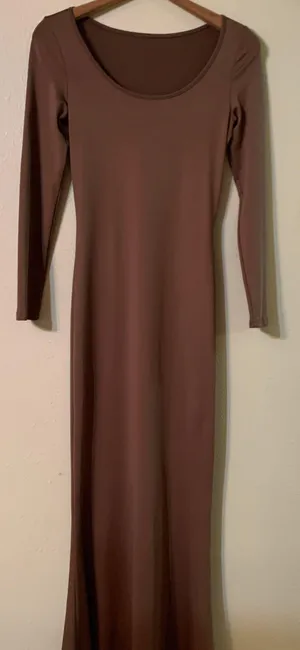 Women’s Basic Scoop neck Maxi Dress Brown thumbnail 1