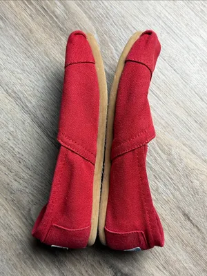 TOMS Classic Red Canvas Alpargata Slip On Shoes Size 7 thumbnail 7