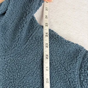 Abercrombie Fitch Sherpa Fleece Hoodie Kids 15/16 Blue Embroidered Winter Casual thumbnail 7