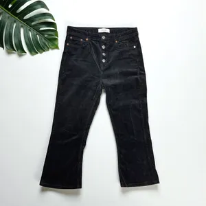 Zara Woman High-Rise Corduroy Button-Fly Cropped Kick Flare Pants thumbnail 5