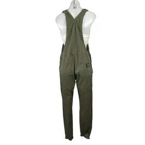 NEW American Bazi Women's Olive Green Bib Skinny Ankle Utility Overalls Size L thumbnail 3