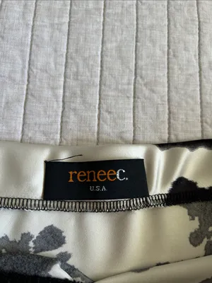 Renee c. USA champagne, black satin western cow print mini skirt L thumbnail 4