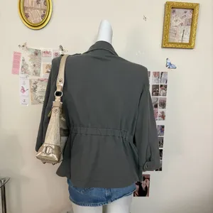 Banana republic y2k Gray Utility Jacket Cargo Military Style Cotton Jacket size thumbnail 6