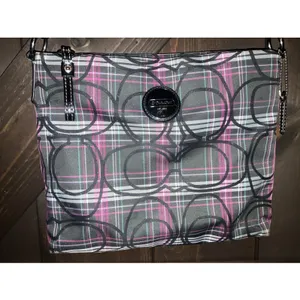 Coach Purse Poppy Plaid Berry‎ Pink Purple Black Glittery thumbnail 2