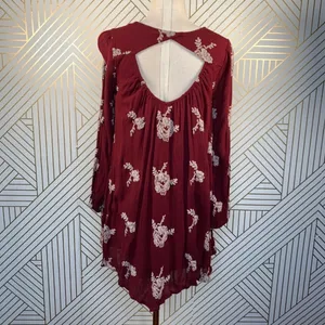 Free People Embroidered Austin‎ Mini Dress Maroon thumbnail 8