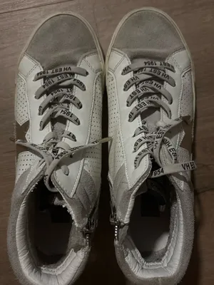 Women’s Vintage Havana High-Top Casual Sneakers in White, Cream, and Gold thumbnail 4