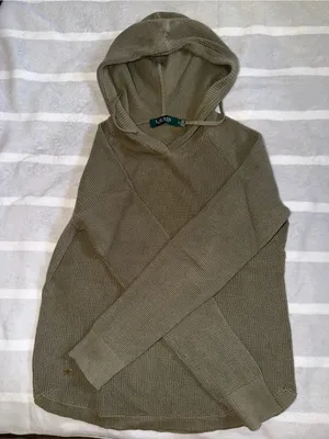 Lauren Ralph Lauren Olive Hooded Knit Pullover thumbnail 1