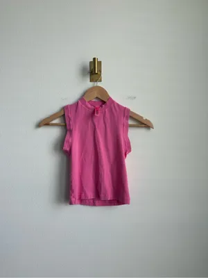 SKIMS Bright Pink Mock Neck Sleeveless Cropped Top XS thumbnail 2
