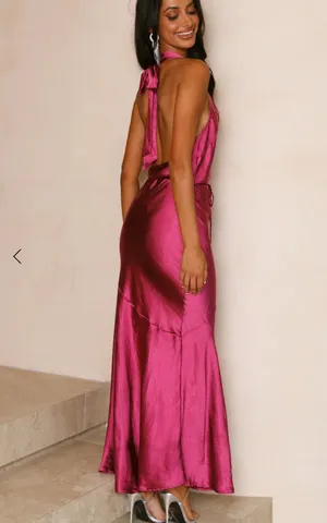 Hello Molly Satin Maxi Dress Halter thumbnail 3