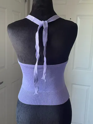 NEW! Body By Michelle Ribbed Tie Neck Halter Top  thumbnail 2