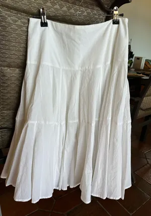 White Midi Skirt 100% Cotton Size 4 thumbnail 1