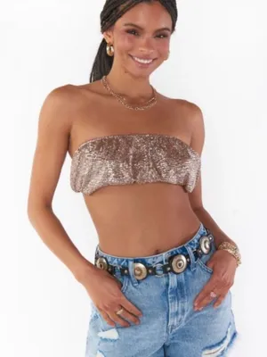 Show Me Your MuMu NWT Women’s Micro Tube Silver Confetti Rose Gold ‎ Top Size XS thumbnail 1